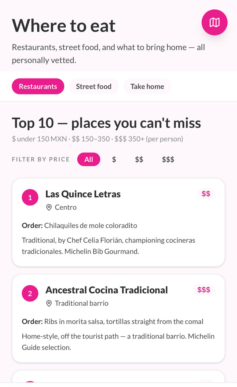 My Top 10, with what to order at each place